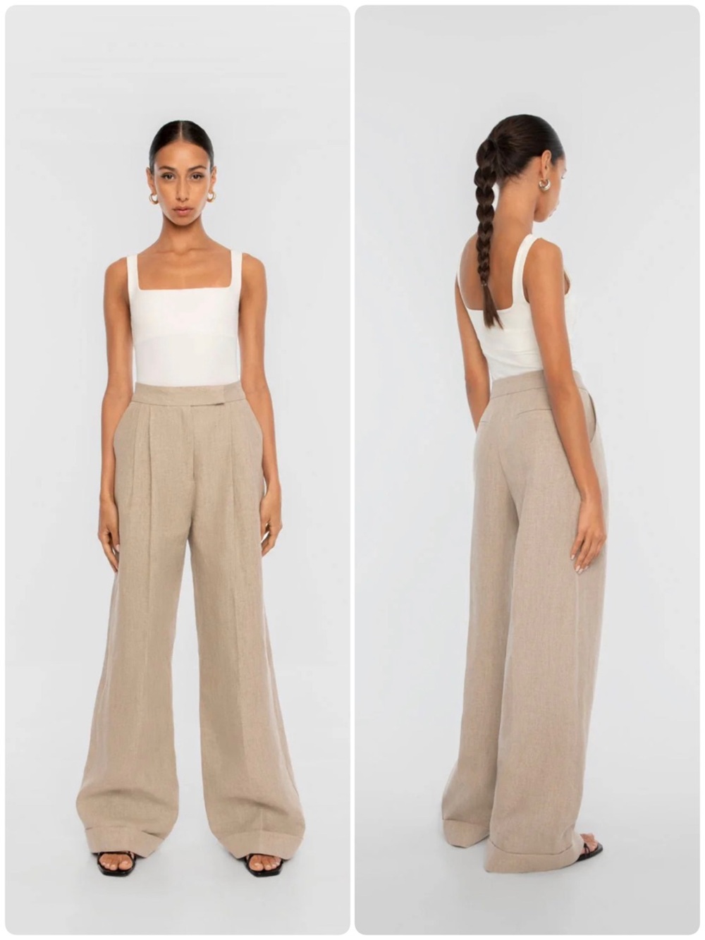 Dal the Label Natural Linen Wide Leg Pants Natural Size 6